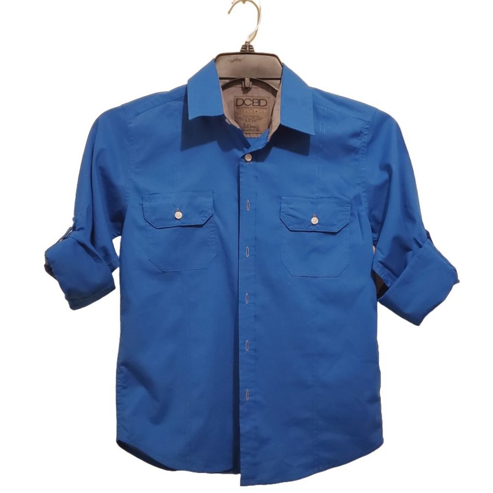 Boy's DCBD Blue Long Sleeve Button Down Shirt Size Medium